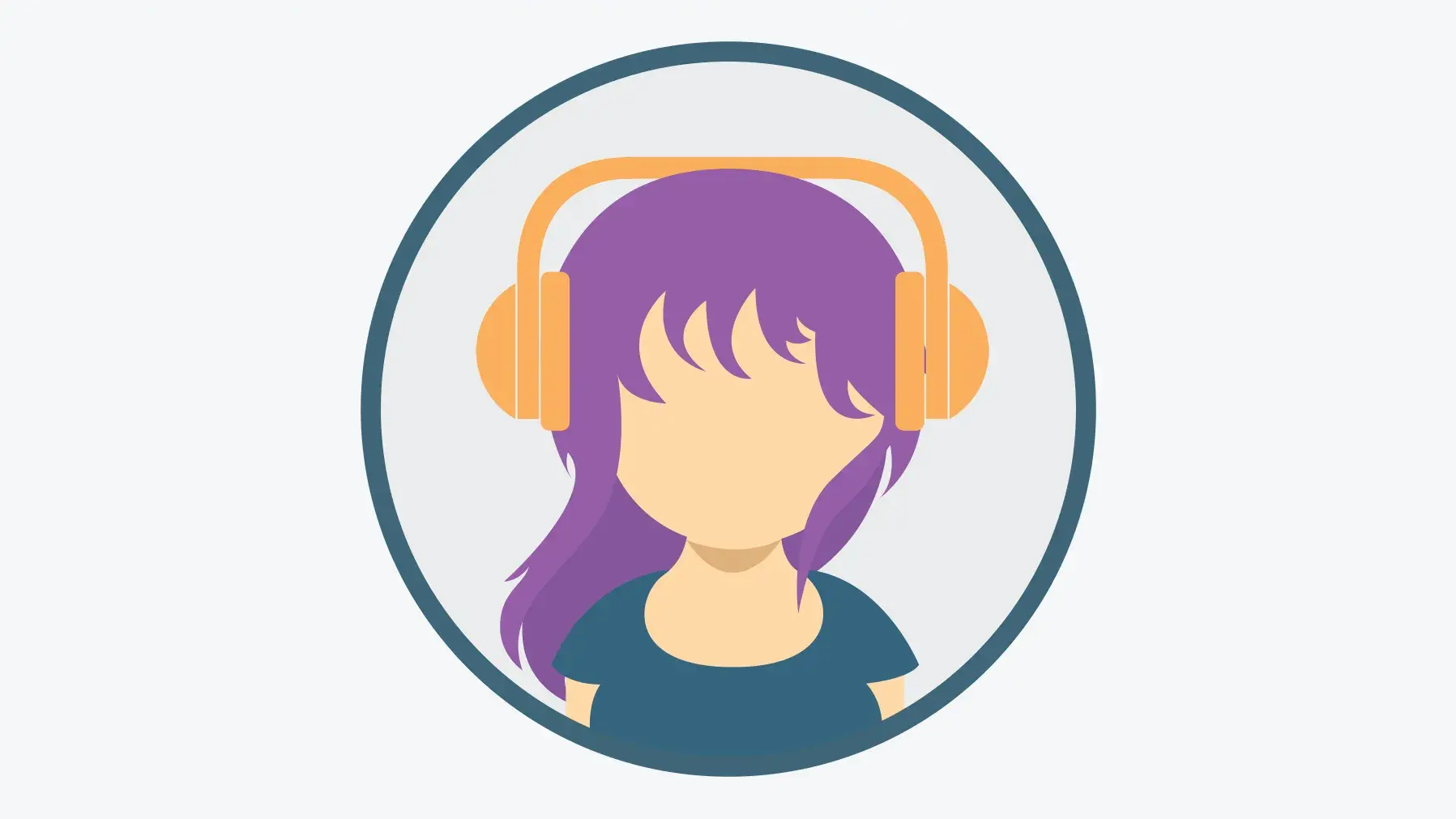 Teen with purple hair and orange headphones illustration