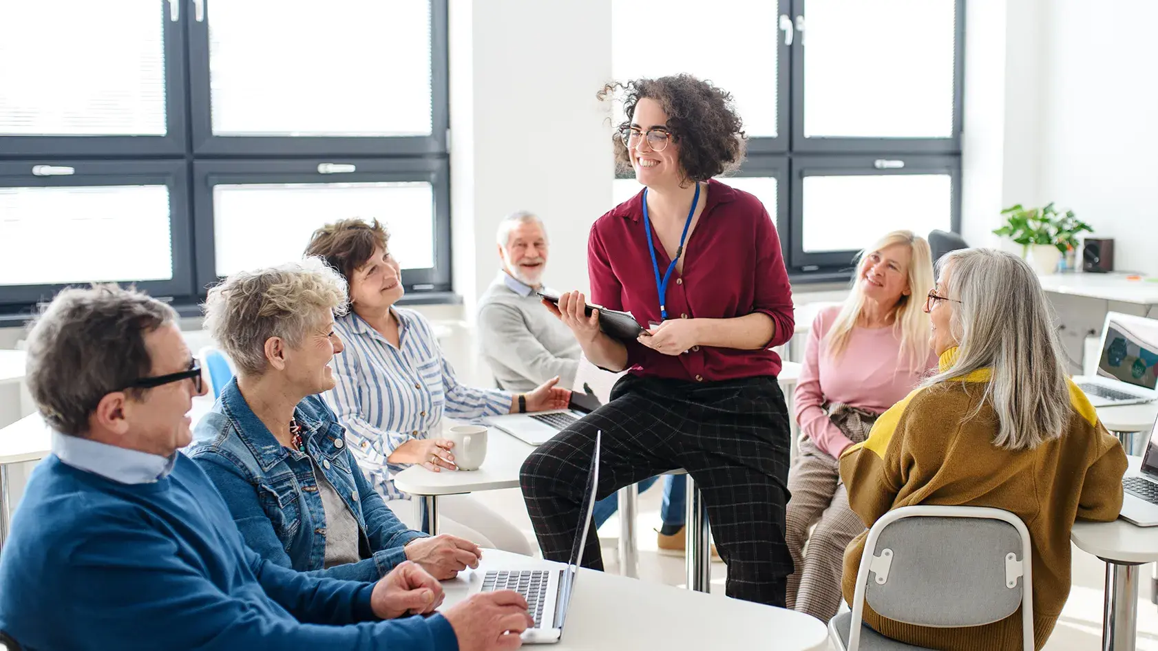teacher sharing generation rx toolkit to older adults in a classroom